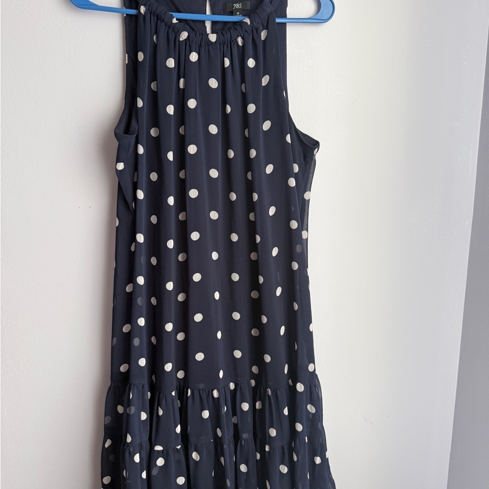 Navy Polka Dot Ladies Dress